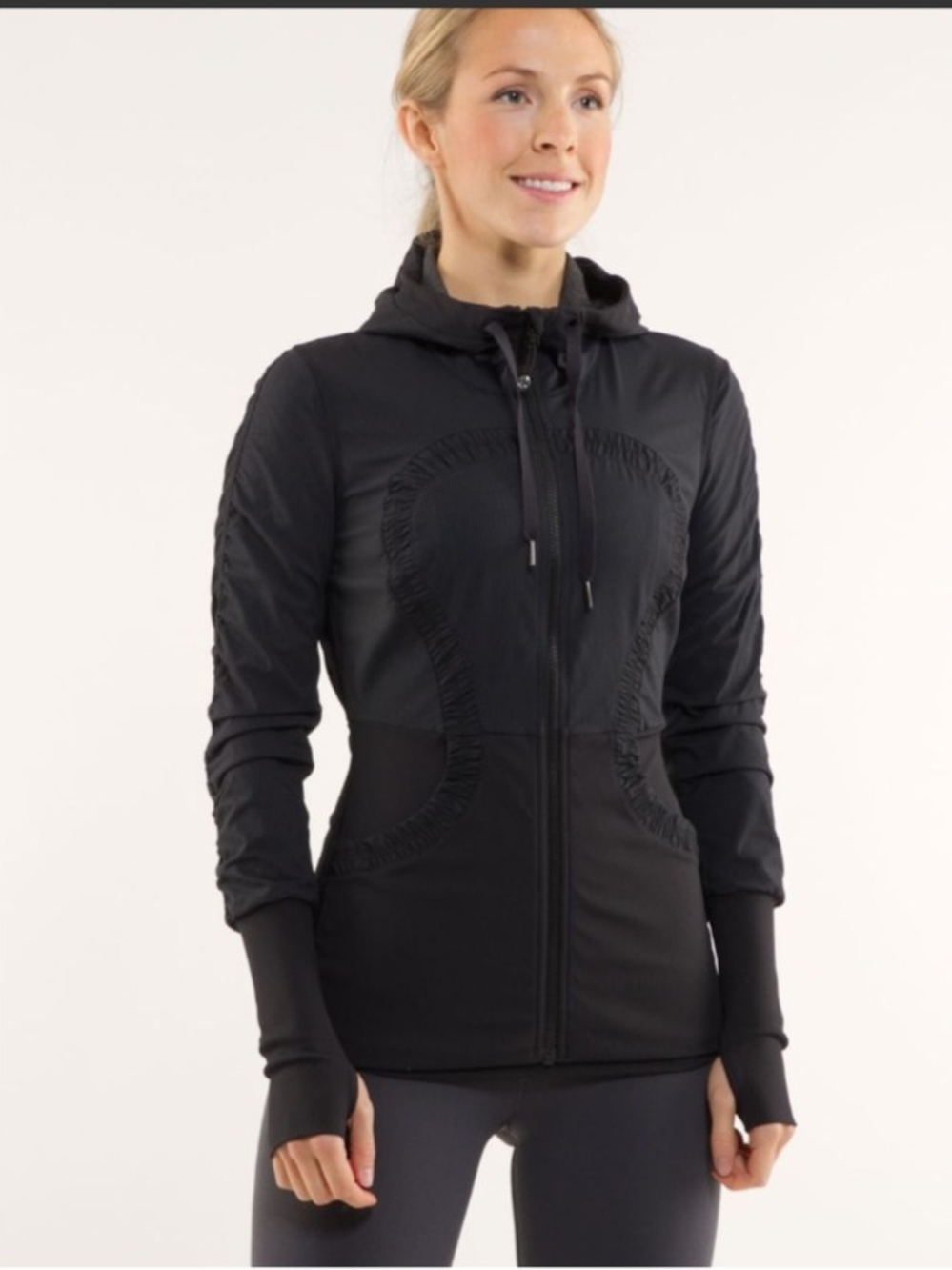 lululemon athletica Black Hooded Zip Performance Jacket